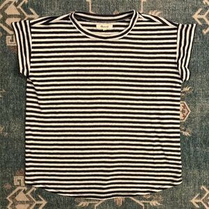 Madewell Blue and White Striped Short Sleeve Tee XS